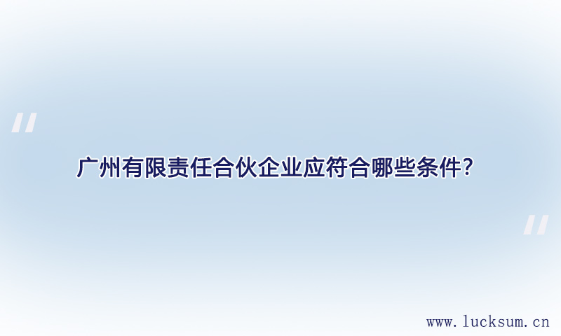 有限责任合伙企业应符合哪些条件？