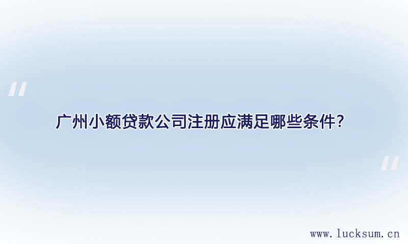小额贷款公司注册应满足哪些条件？
